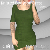 Knitted Bodycon Dress - Green