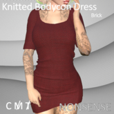 Knitted Bodycon Dress - Brick