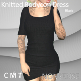 Knitted Bodycon Dress - Black