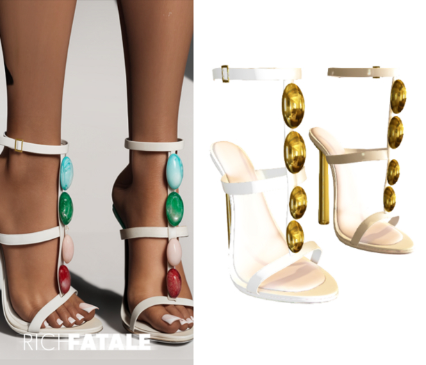 $RICH FATALE - JANA HEELS - WHITE/GOLD