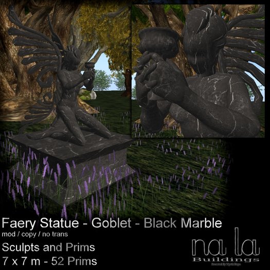 nala Fairy Statue Goblet Black Marble