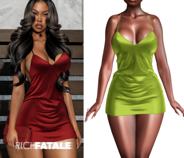 $RICH FATALE - JHENE SLIP DRESS - SLIME