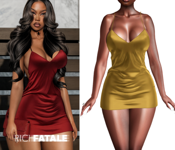 $RICH FATALE - JHENE SLIP DRESS - DEEP MUSTARD
