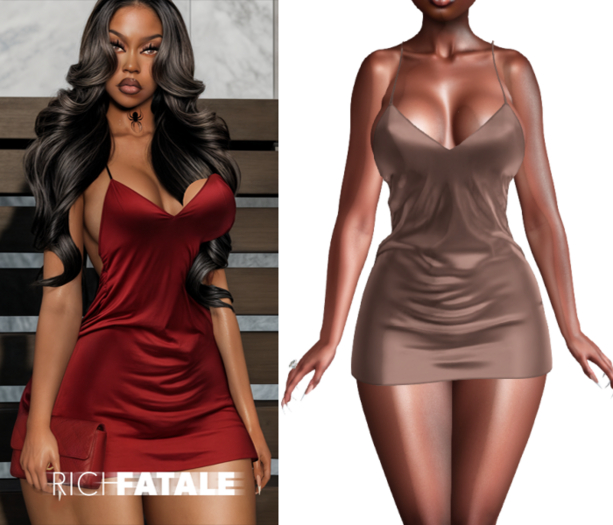 $RICH FATALE - JHENE SLIP DRESS - COCO PUFF