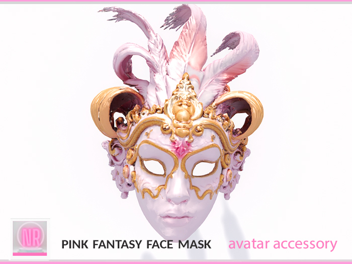 Pink Fantasy Face Mask Avatar Accessory | Ornate Venetian Style | Copy Modify | 6 LI