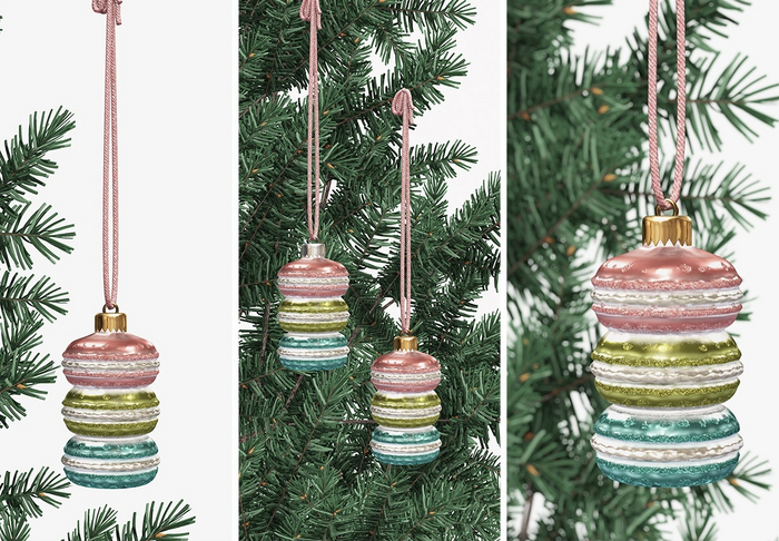 Dahlia - Snowbound - Macaron Stack Ornament