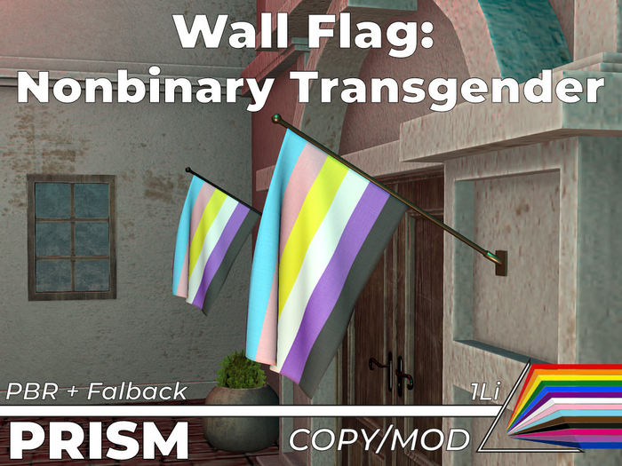 [PRISM] Wall Flag 1 - Nonbinary Transgender Pride Flag (PBR)