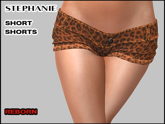 STEPHANIE SHORT SHORTS, LEOPARD PRINT, REBORN 