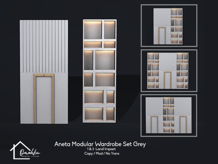 OMAHKU - Aneta Modular Wardrobe Set Grey