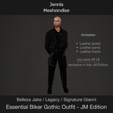 Essential Biker Gothic Outfit black for Men – Mesh Jacket Pants Boots | Jake Legacy Gianni