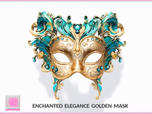 Enchanted Elegance Golden Mask – Fantasy Venetian Avatar Mask Gold Teal – Copy Modify