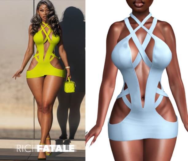 $RICH FATALE - BOMBSHELL BODYCON - SKY