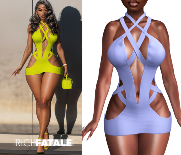 $RICH FATALE - BOMBSHELL BODYCON - PERIWINKLE