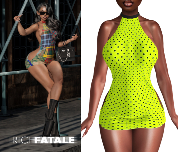 $RICH FATALE - CIDNY BODYCON - SLIME POLKA