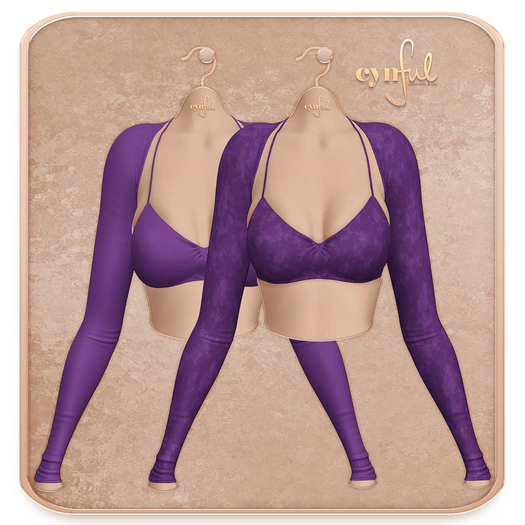 Cynful Work Harder - Sports Bra + Shrug Set - Purple