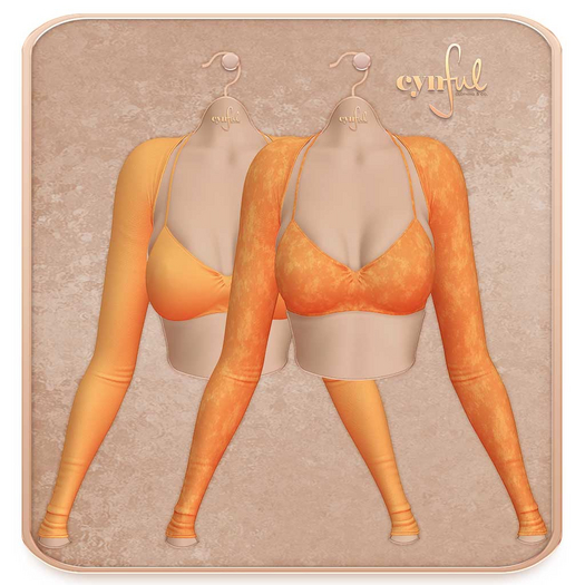 Cynful Work Harder - Sports Bra + Shrug Set - Tangerine