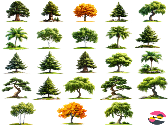 All Season Trees Transparent PNG "BOXED"
