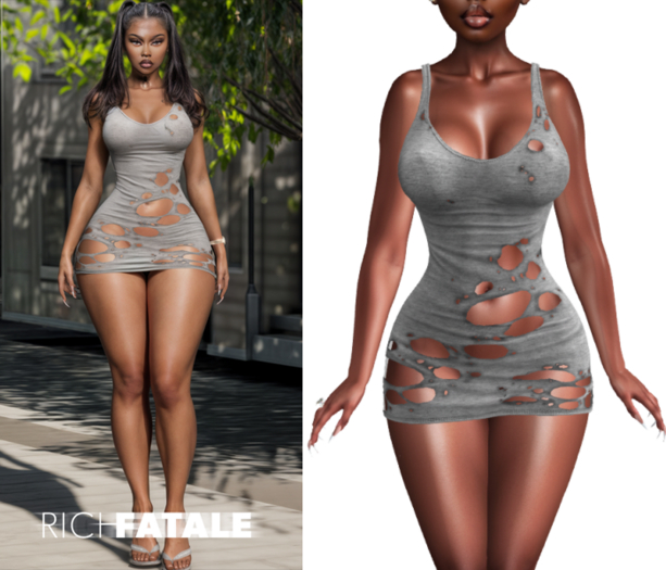 $RICH FATALE - RALENCI ARSON TANK DRESS - SOLID GREY