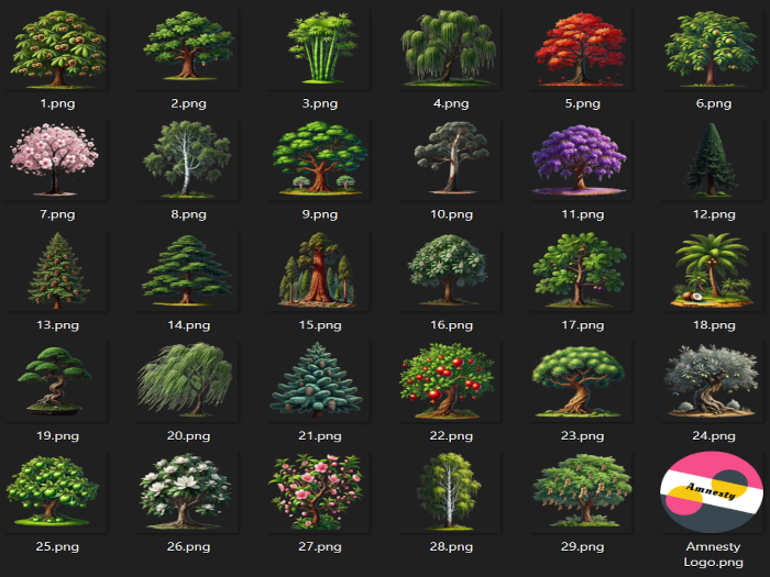 Colorful Trees Transparent PNG "BOXED"