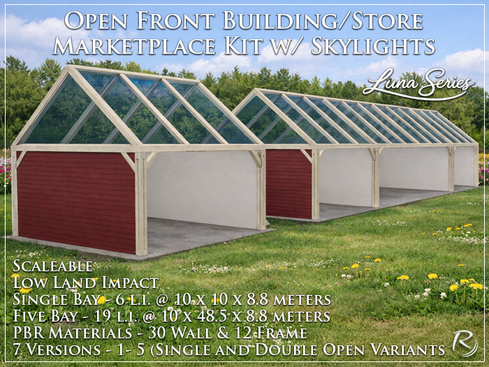 Luna Series – Open Front Building/Store/Marketplace Kit w/ Skylights (PBR) by Riders 