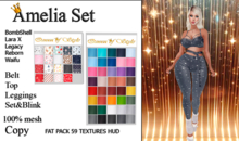 Amelia Set - Sparkle Top, Leggings & Belt - Fatpack 59 Textures - Lara X, Legacy, Reborn, Waifu, Bombshell