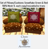 Pillows Snowflake red and green cm (box)