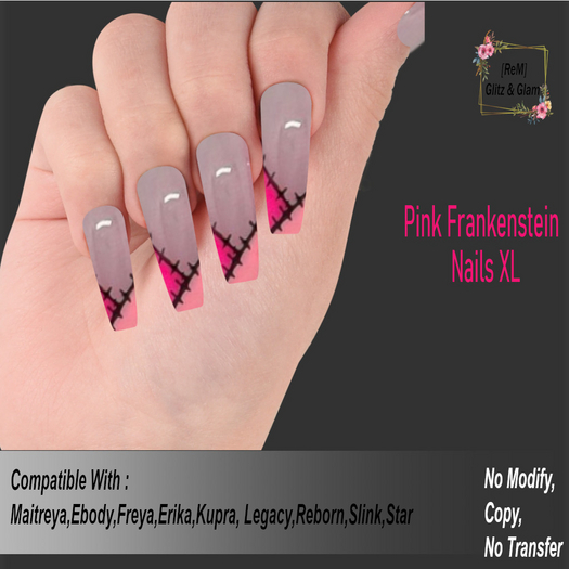 [ReM] Pink Frankenstein Nails