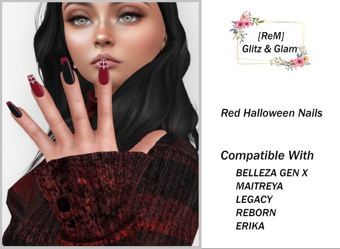 [ReM] Red Halloween Nails
