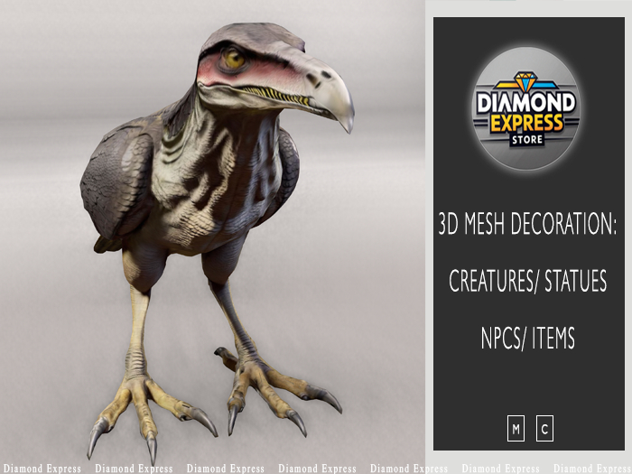 {DE} Mutated Raptor Bird - 3D Static Mesh Decoration