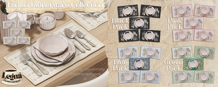 - Legna - Fatima Dinnerware Collection (Black Pack)