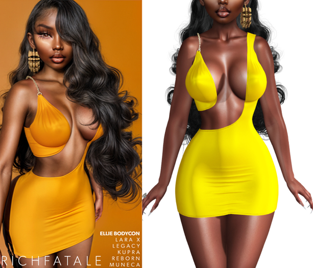 $RICH FATALE - ELLE SILK BODYCON - CANARY
