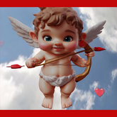 CUPID Floating with Hearts