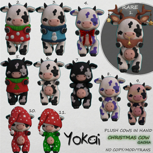 1.YOKAI - Christmas Cow - Deer Cow RARE