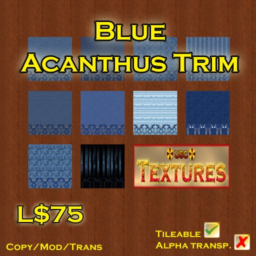 USC Textures - Blue Acanthus Trim