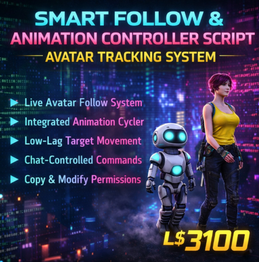 Smart Follow & Animation Controller Script – Avatar Tracking System (Copy & Modify)
