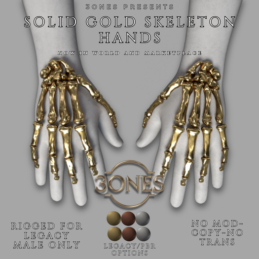 Solid Gold Skeleton Hands by 3ones