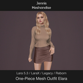 Elara One-Piece Mesh Outfit – Beige & Brown | Lara 5.3, LaraX, Legacy, Reborn