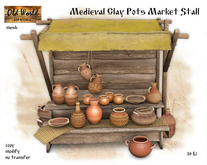 Medieval Clay Pots Market Stall - Old World - Rustic Furniture