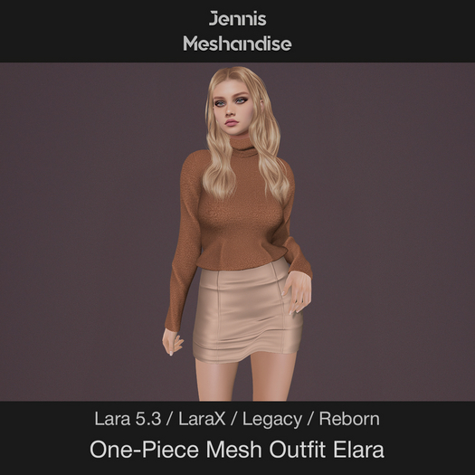 Elara One-Piece Mesh Outfit – Brown & Beige | Lara 5.3, LaraX, Legacy, Reborn
