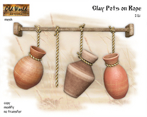 Clay Pots on Rope v2 - Old World - Rustic / Medieval Furniture