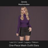 Elara One-Piece Mesh Outfit – Purple & Black | Lara 5.3, LaraX, Legacy, Reborn