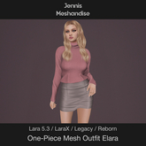 Elara One-Piece Mesh Outfit – Rose & Anthracite | Lara 5.3, LaraX, Legacy, Reborn