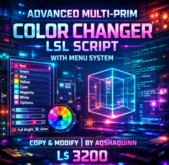 Advanced Multi-Prim Color Changer LSL Script with Menu System | Copy & Modify | By Aqshaquinn