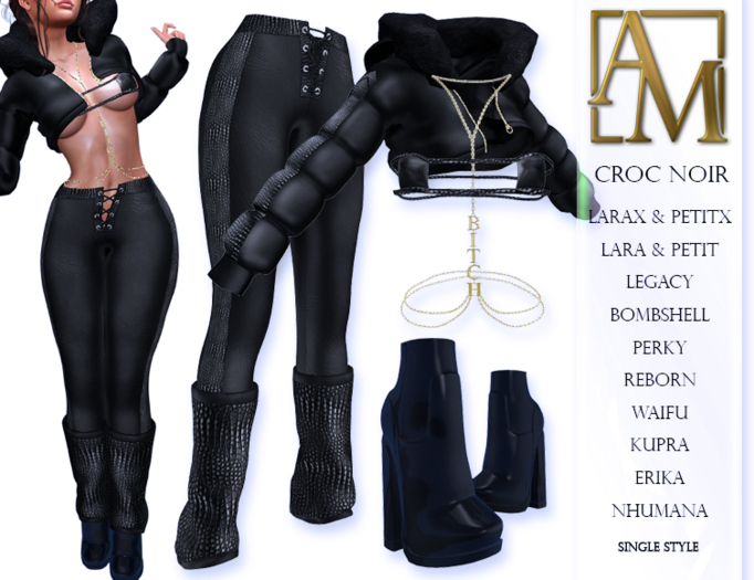 .: AlmaMiranda :. Croc Noir Leather Outfit