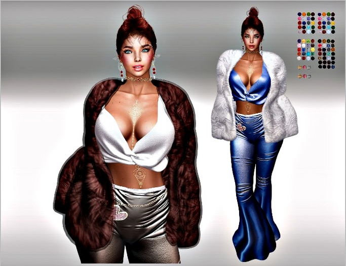SET Top,Pants,Fur-Jacket,Belt-Heart 70x Color HUD,LaraX,Legacy,Reborn,full Pack