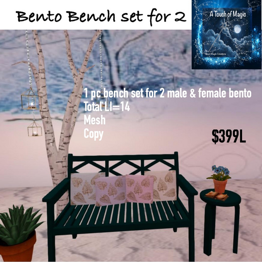 Bento bench set for 2 -Box LI=14