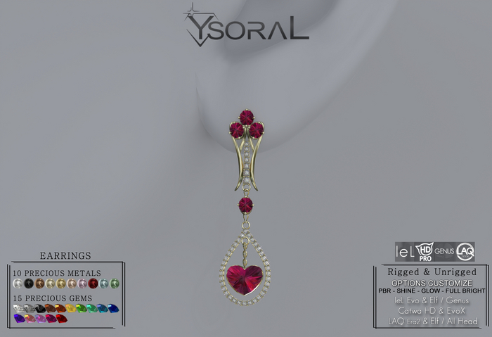 ~~ Ysoral ~~.: Earrings Chloe :. (leL / Catwa / Genus /LAQ / Unrigged) 