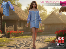 Full Perm Female Slavic Motifs Off Shoulder Mini Tunic Dress for Maitreya 5.3 LaraX Ebody Reborn Legacy Belleza Slink
