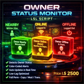 Owner Status Monitor LSL Script | Real-Time Online, Nearby & Offline Indicator | Full Perm