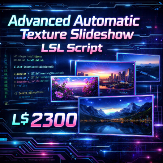 Advanced Automatic Texture Slideshow LSL Script – Copy & Modify | Smooth Looping Image Display System for Second Life